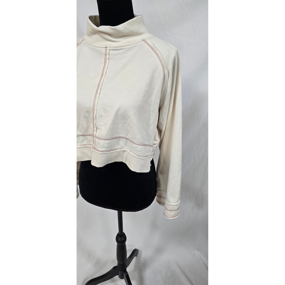 Daily Practice Anthropologie women XXS mock neck crop sweatshirt granola - Picture 4 of 9